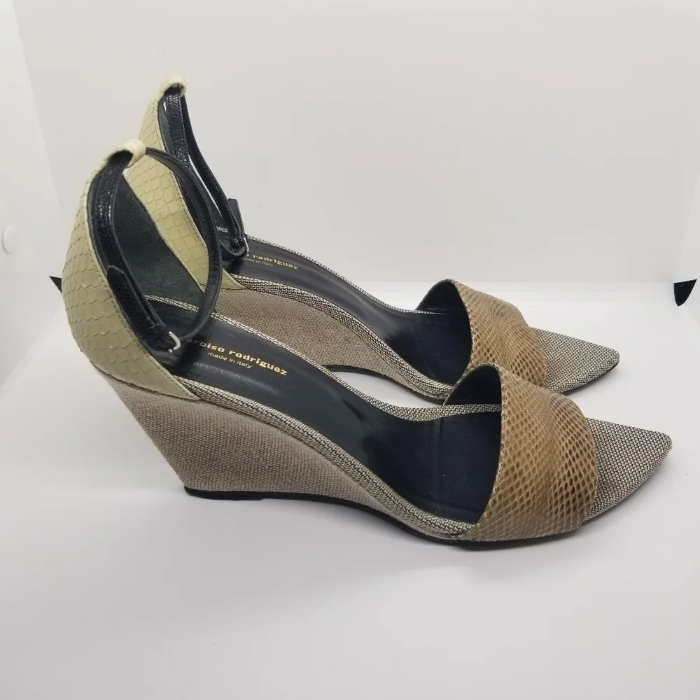 Narciso Rodriguez snakeskin wedge sandals